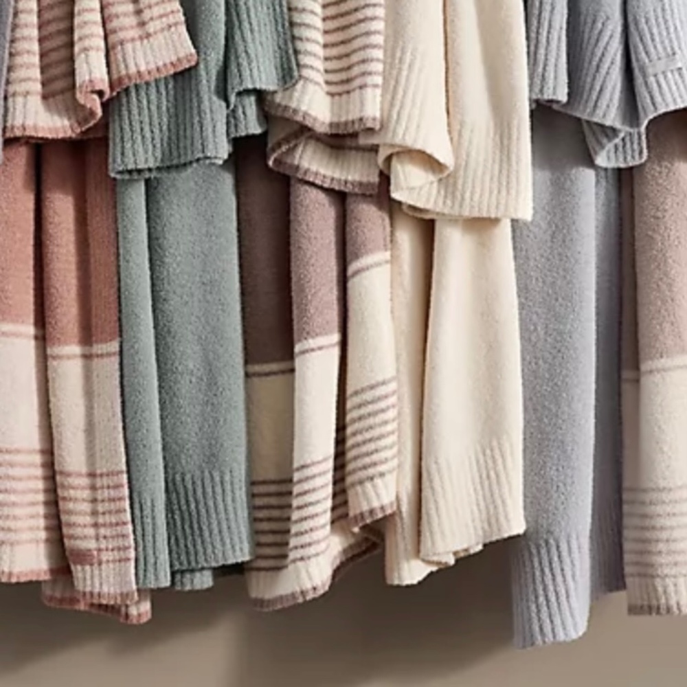 Barefoot Dreams 45"x60" CozyChic Variegated Stripe Blanket Taupe-Cream
